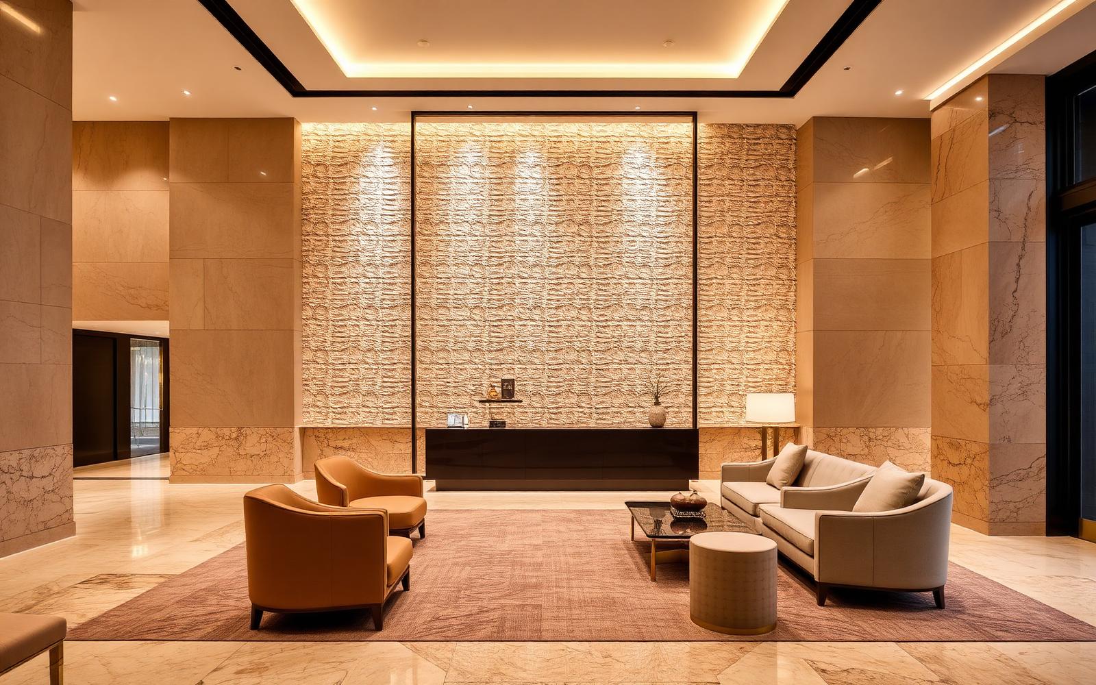 Textured wallcovering installed across a feature wall in a premium British Columbia interior